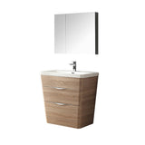 Fresca FVN8532WK Fresca Milano 32" White Oak Modern Bathroom Vanity w/ Medicine Cabinet