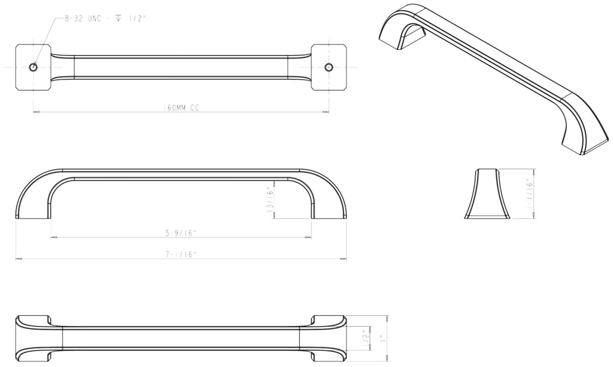 Jeffrey Alexander 972-160NI 160 mm Center-to-Center Polished Nickel Square Marlo Cabinet Pull