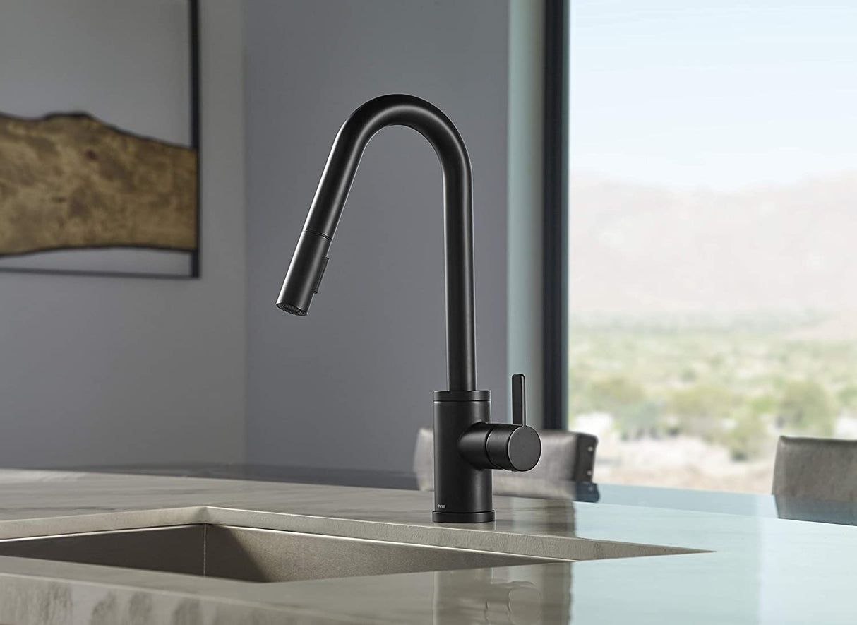 Gerber D457230BS Satin Black Amalfi Single Handle Pull-down Kitchen Faucet