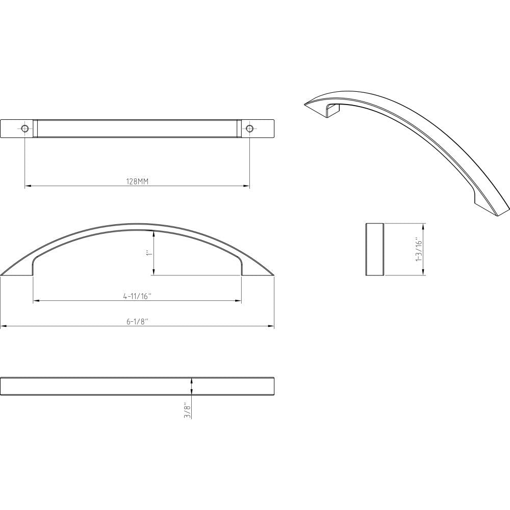 Elements 81065-SBZ 128 mm Center-to-Center Satin Bronze Arched Somerset Cabinet Pull