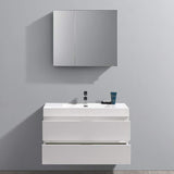 Fresca FVN8342WH Fresca Valencia 40" Glossy White Wall Hung Modern Bathroom Vanity w/ Medicine Cabinet