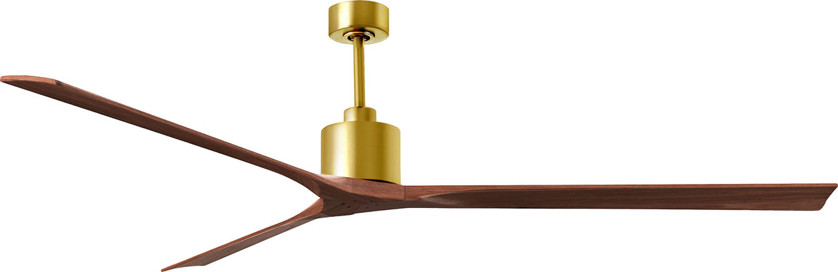 Matthews Fan NKXL-BRBR-WA-90 Nan XL 6-speed ceiling fan in Brushed Brass finish with 90” solid walnut tone wood blades