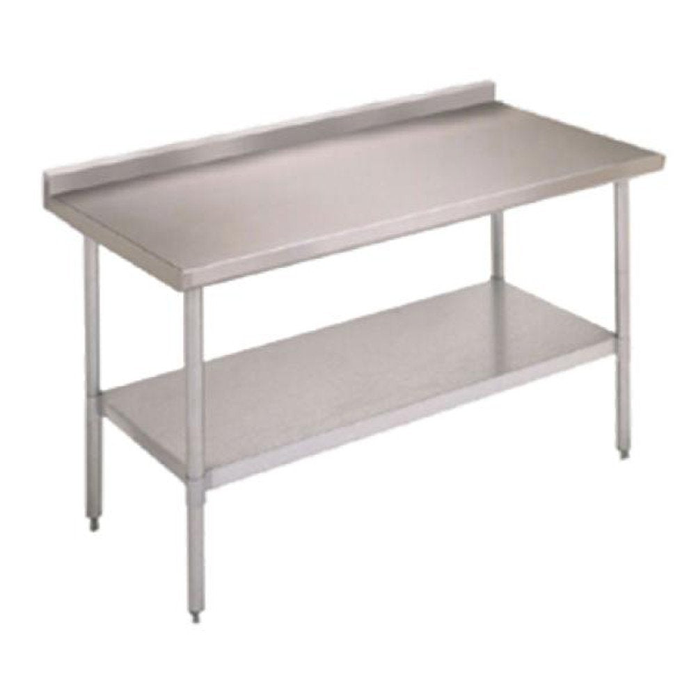John Boos FBLGR5-2424 - E Series Stainless Steel 430 Budget Work Table, Adjustable Undershelf, 5" Riser Top, Galvanized Legs, 24" Length x Width