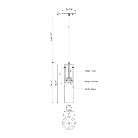 Kuzco PD21703-CH LED PNT (LENA) CHROME CL GLASS