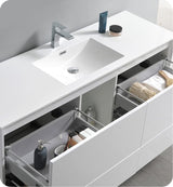 Fresca FCB9260WH-S Fresca Catania 60" Glossy White Wall Hung Single Sink Modern Bathroom Cabinet