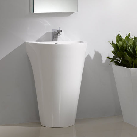 Fresca FVN5023WH Fresca Parma 24" White Pedestal Sink w/ Medicine Cabinet - Modern Bathroom Vanity