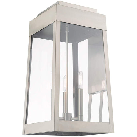 Livex Lighting 20858-91 Oslo - 20" Three Light Outdoor Wall Lantern, Brushed Nickel Finish with Clear Glass
