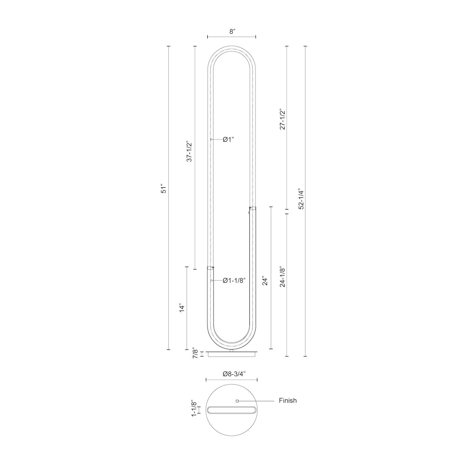 Kuzco FL95150-BG HURON 50" FL Brushed Gold 120V Touch dimmer LED 3000K 90CRI 21W