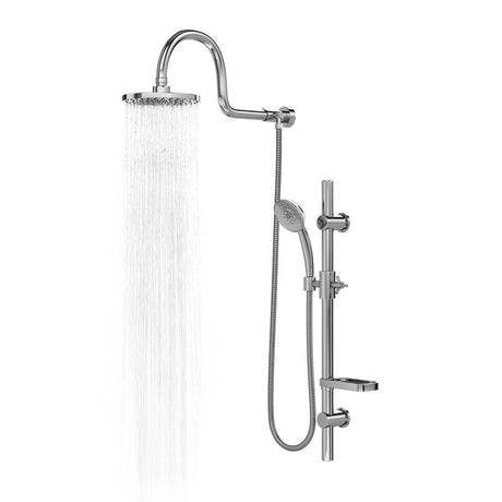 PULSE ShowerSpas 1019-CH Aqua Rain Shower System with 8" Rain Showerhead, 5-Function Hand Shower, Adjustable Slide Bar and Soap Dish, Polished Chrome Finish