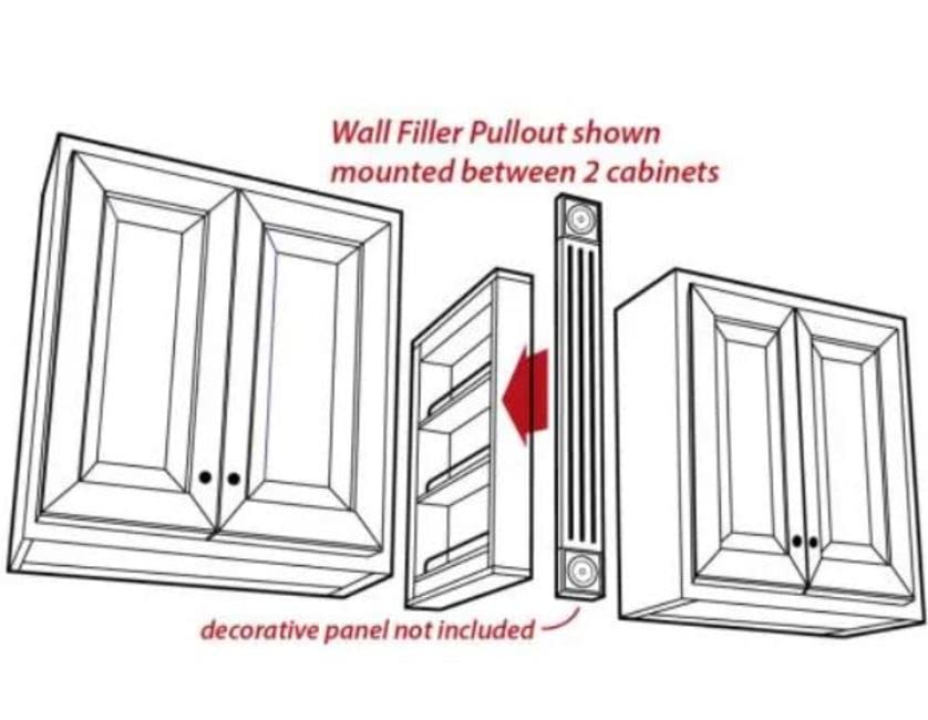 Hardware Resources WFPO330 3" Wide 30" Tall Upper Wall Cabinet Pullout Filler