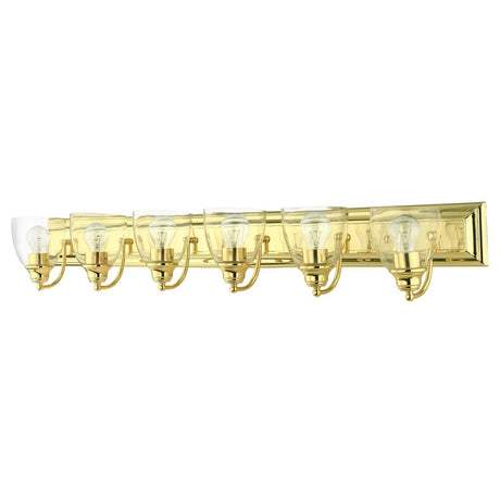 Livex Lighting 17076-02 Birmingham 6 Light 48 inch Polished Brass Vanity Sconce Wall Light