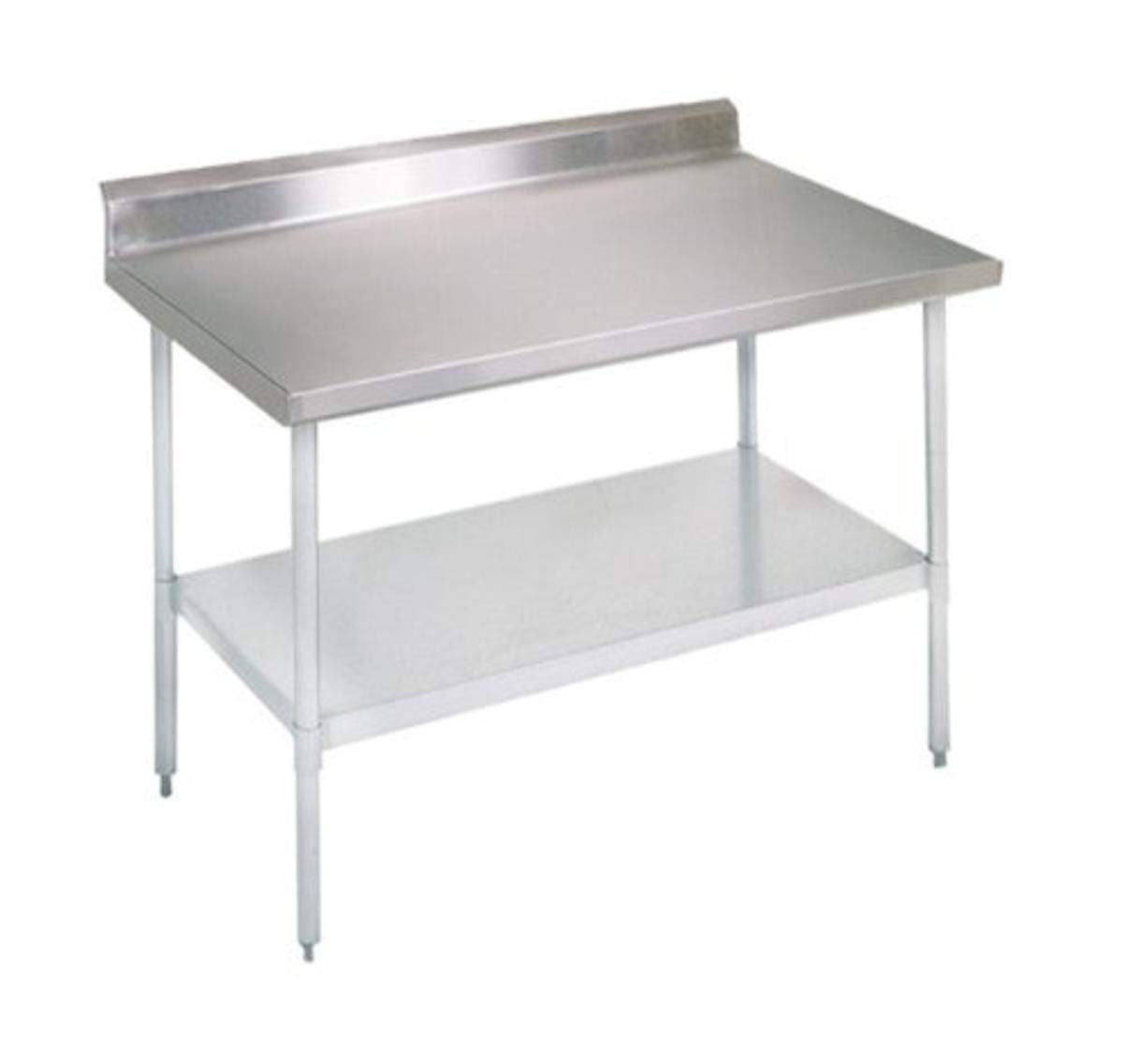 John Boos FBLGR5-4830 E Series Stainless Steel 430 Budget Work Table, Adjustable Undershelf, 5" Riser Top, Galvanized Legs, 48" Length x 30" Width