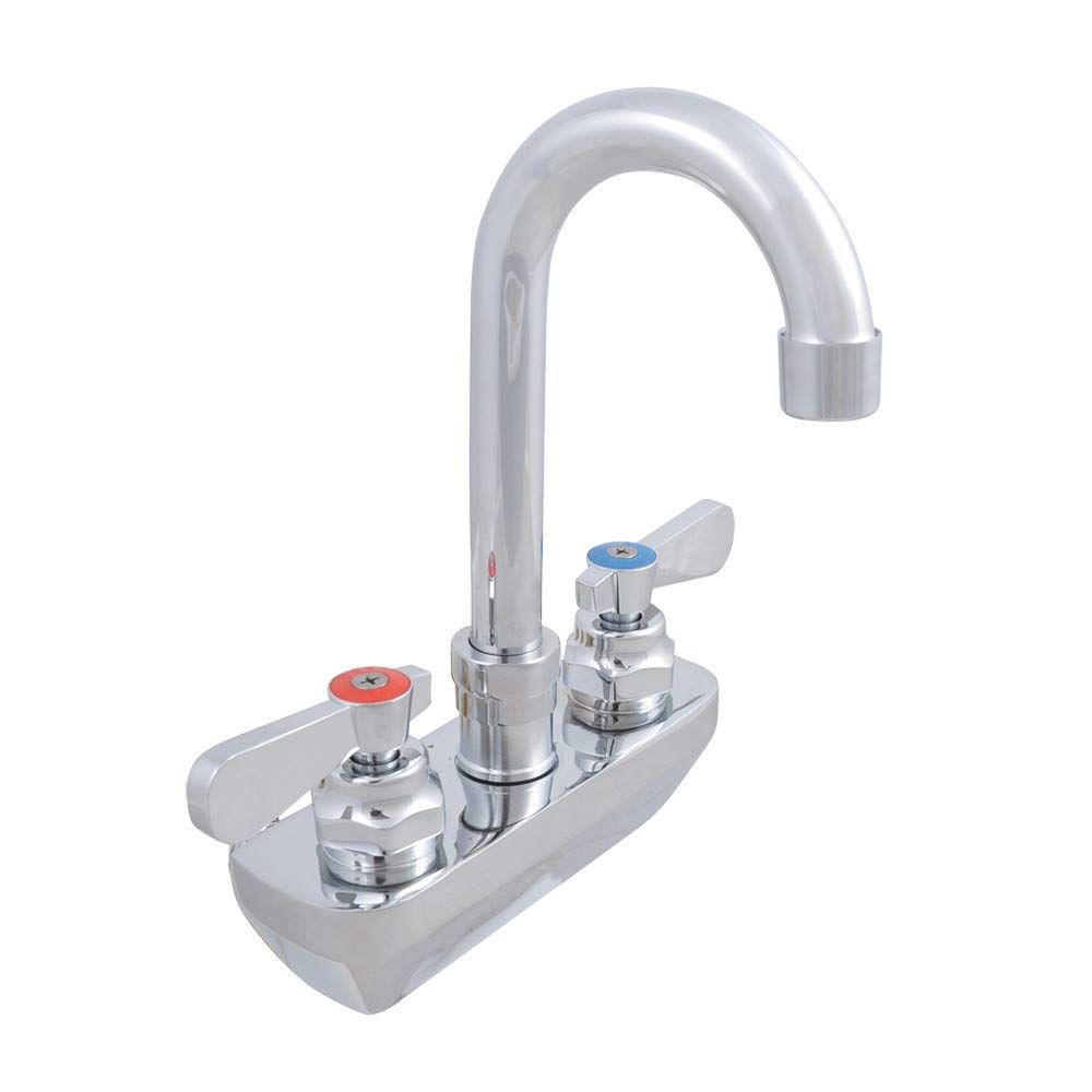 John Boos PBF-4SM-3MGLF Heavy Duty Splash Mount Faucet with 3" Mini Gooseneck Spout & 4" Centers