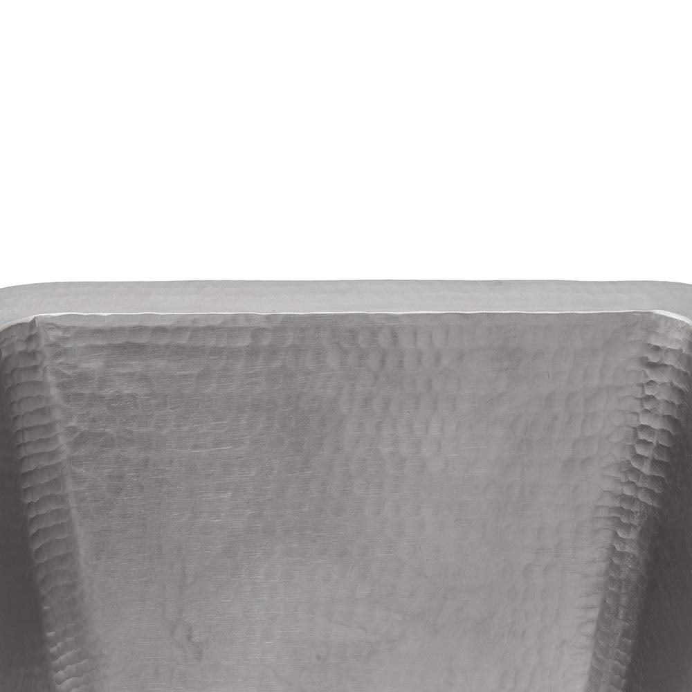 Premier Copper Products BRECEN3 17-Inch Rectangle Copper Prep Sink in Nickel w/ 3.5-Inch Drain Opening