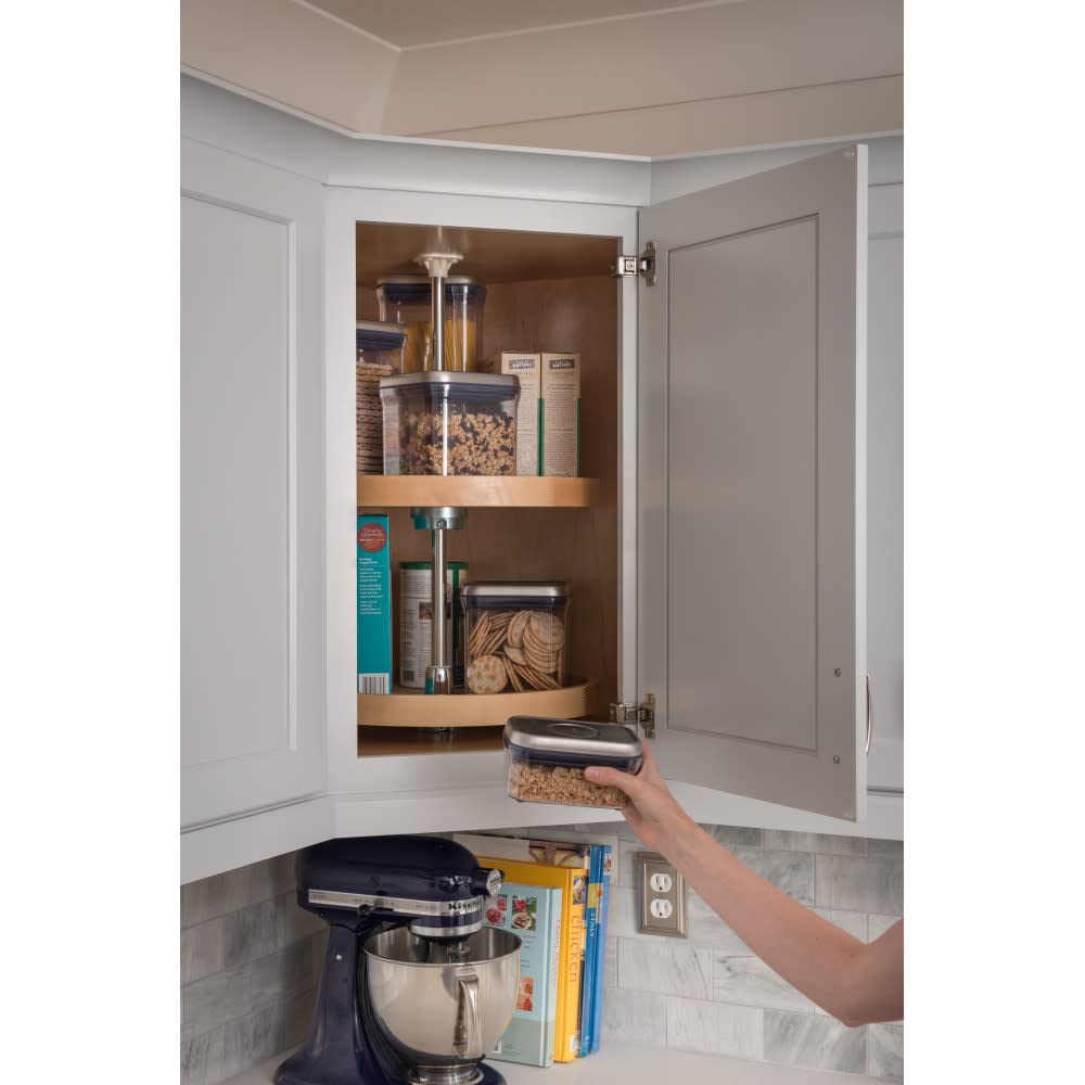 Hardware Resources LSR224-SET 24" Round Two-Shelf Wood Lazy Susan Set