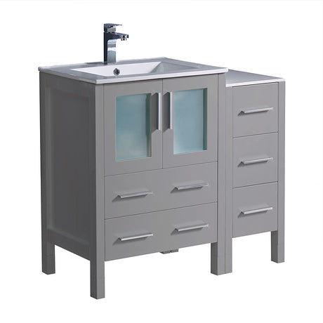 Fresca FCB62-2412WH-I Fresca Torino 36" White Modern Bathroom Cabinets w/ Integrated Sink