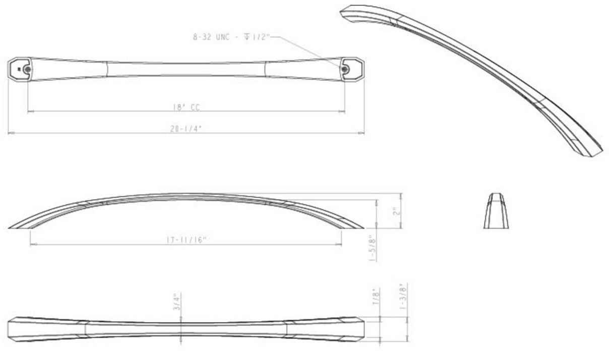 Jeffrey Alexander 678-18SBZ 18" Center-to-Center Satin Bronze Wheeler Appliance Handle