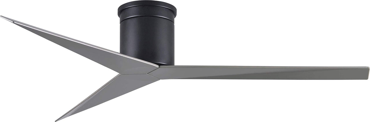 Matthews Fan EKH-BK-BN Eliza-H 3-blade ceiling mount paddle fan in Matte Black finish with brushed nickel ABS blades.