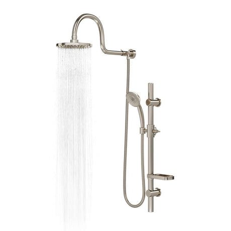 PULSE ShowerSpas 1019-BN Aqua Rain Shower System with 8" Rain Showerhead, 5-Function Hand Shower, Adjustable Slide Bar and Soap Dish, Brushed Nickel Finish