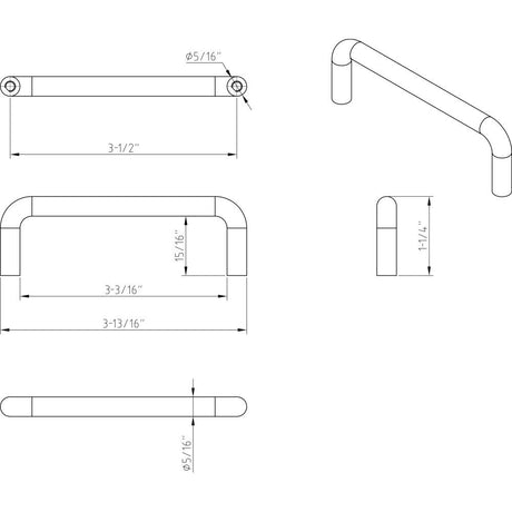 Elements S271-3.5MB 3-1/2" Center-to-Center Matte Black Torino Cabinet Wire Pull