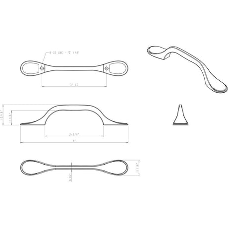 Elements 254-3MB 3" Center-to-Center Matte Black Kenner Cabinet Pull
