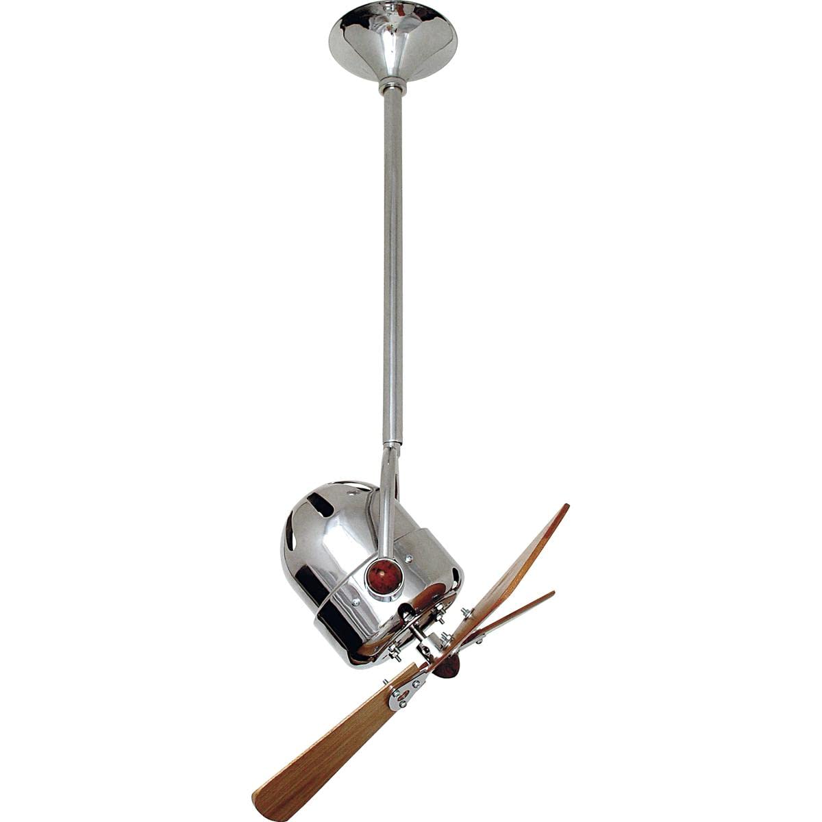 Matthews Fan BD-CR-WD-DAMP Bianca Direcional ceiling fan in Polished Chrome finish with solid sustainable mahogany wood blades for damp locations.