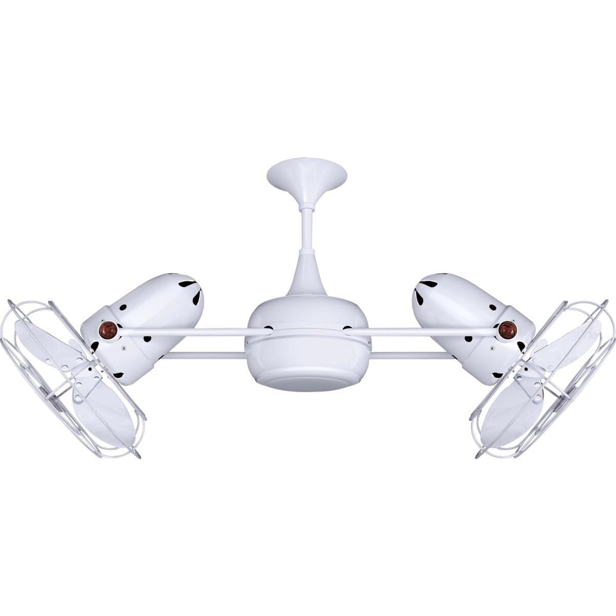 Matthews Fan DD-WH-MTL Duplo Dinamico 360” rotational dual head ceiling fan in Gloss White finish with metal blades.