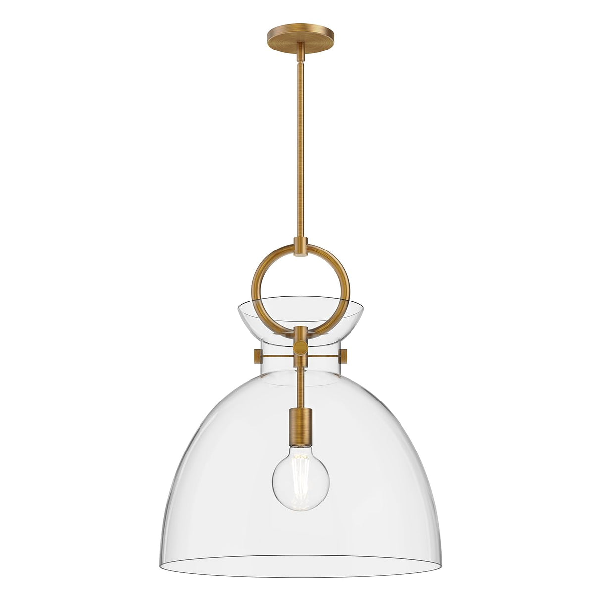 Alora PD411818AGCL WALDO 18" PENDANT AGED GOLD CLEAR GLASS E26 60W