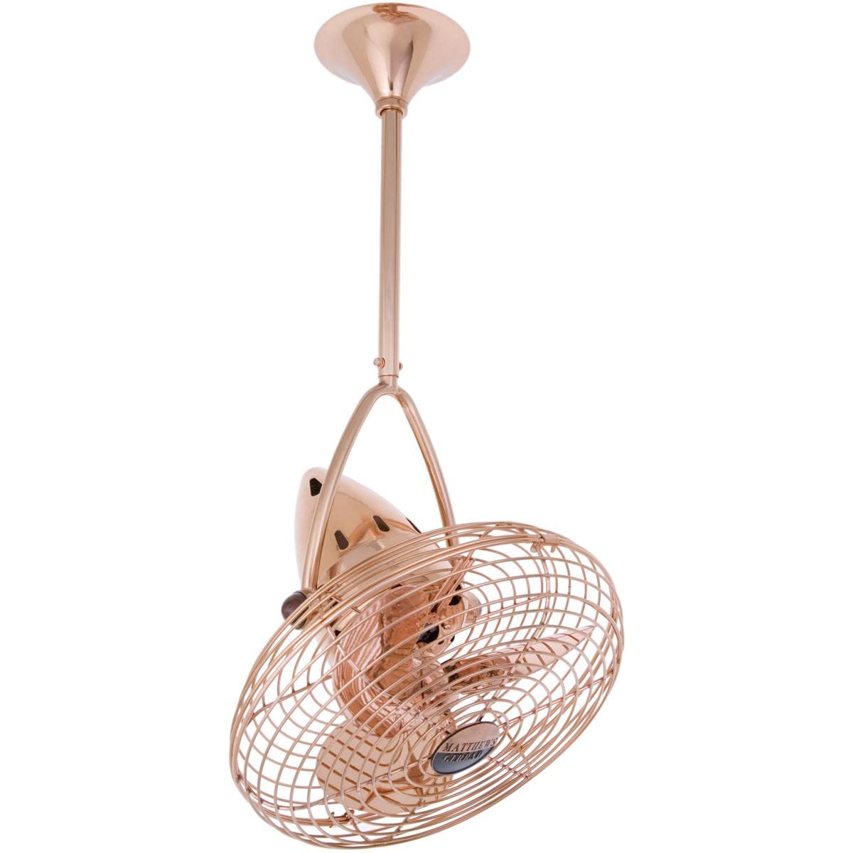 Matthews Fan JD-CP-MTL Jarold Direcional ceiling fan in Polished Copper finish with metal blades.