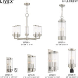 Livex Lighting 20724-91 Hillcrest - Three Light Outdoor Wall Lantern, Brushed Nickel Finish with Clear Glass