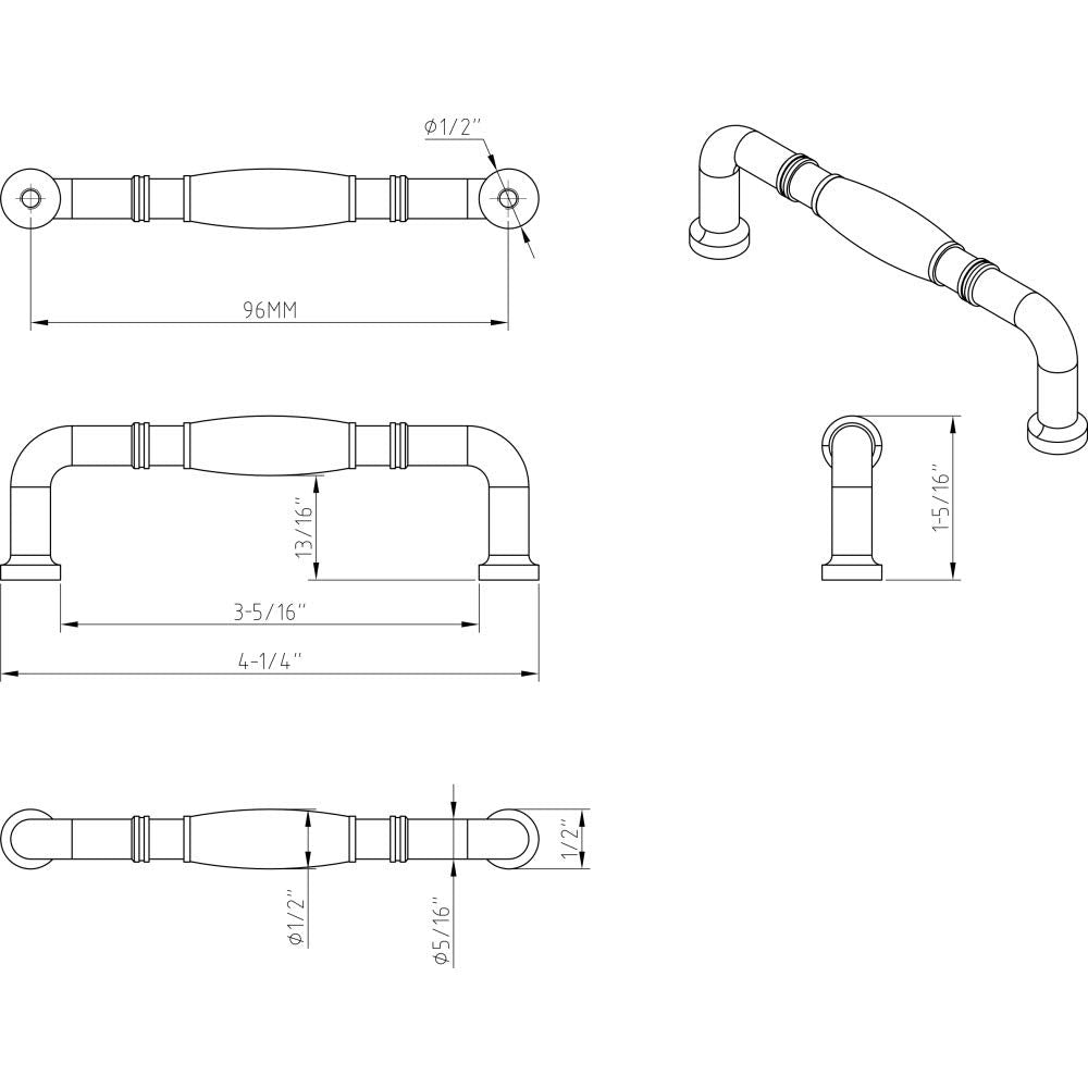 Jeffrey Alexander Z290-96-MB 96 mm Center-to-Center Matte Black Durham Cabinet Pull
