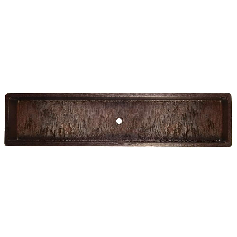 Premier Copper Products VREC60SKDB 60-Inch Rectangle Skirted Vessel Hammered Copper Sink