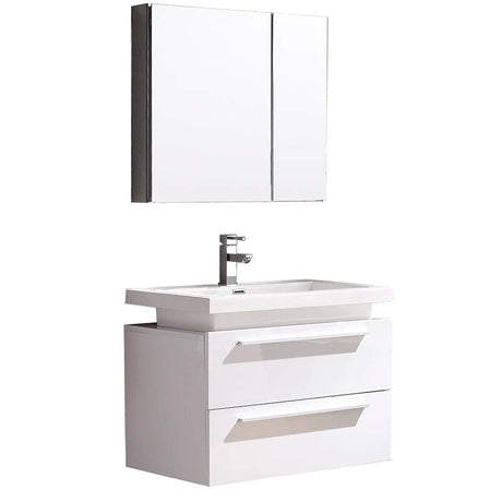 Fresca FVN8080WH Fresca Medio 32" White Modern Bathroom Vanity w/ Medicine Cabinet