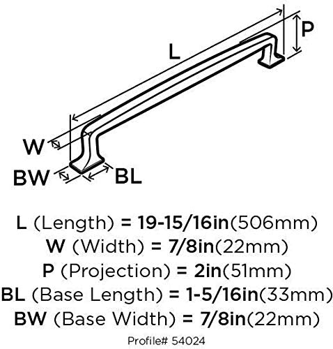 Amerock Appliance Pull Polished Nickel 18 inch (457 mm) Center to Center Westerly 1 Pack Drawer Pull Drawer Handle Cabinet Hardware