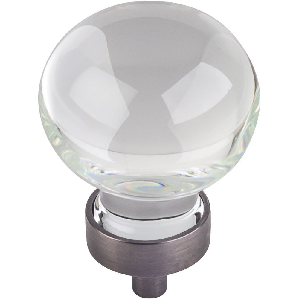 Jeffrey Alexander G130L-BNBDL 1-3/8" Diameter Brushed Pewter Sphere Glass Harlow Cabinet Knob