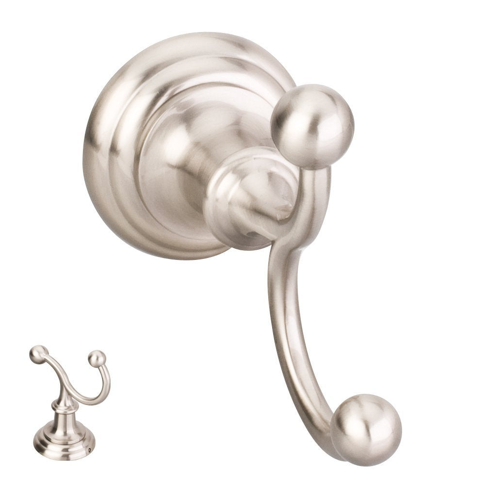 Elements BHE5-02SN Fairview Satin Nickel Double Robe Hook  - Contractor Packed