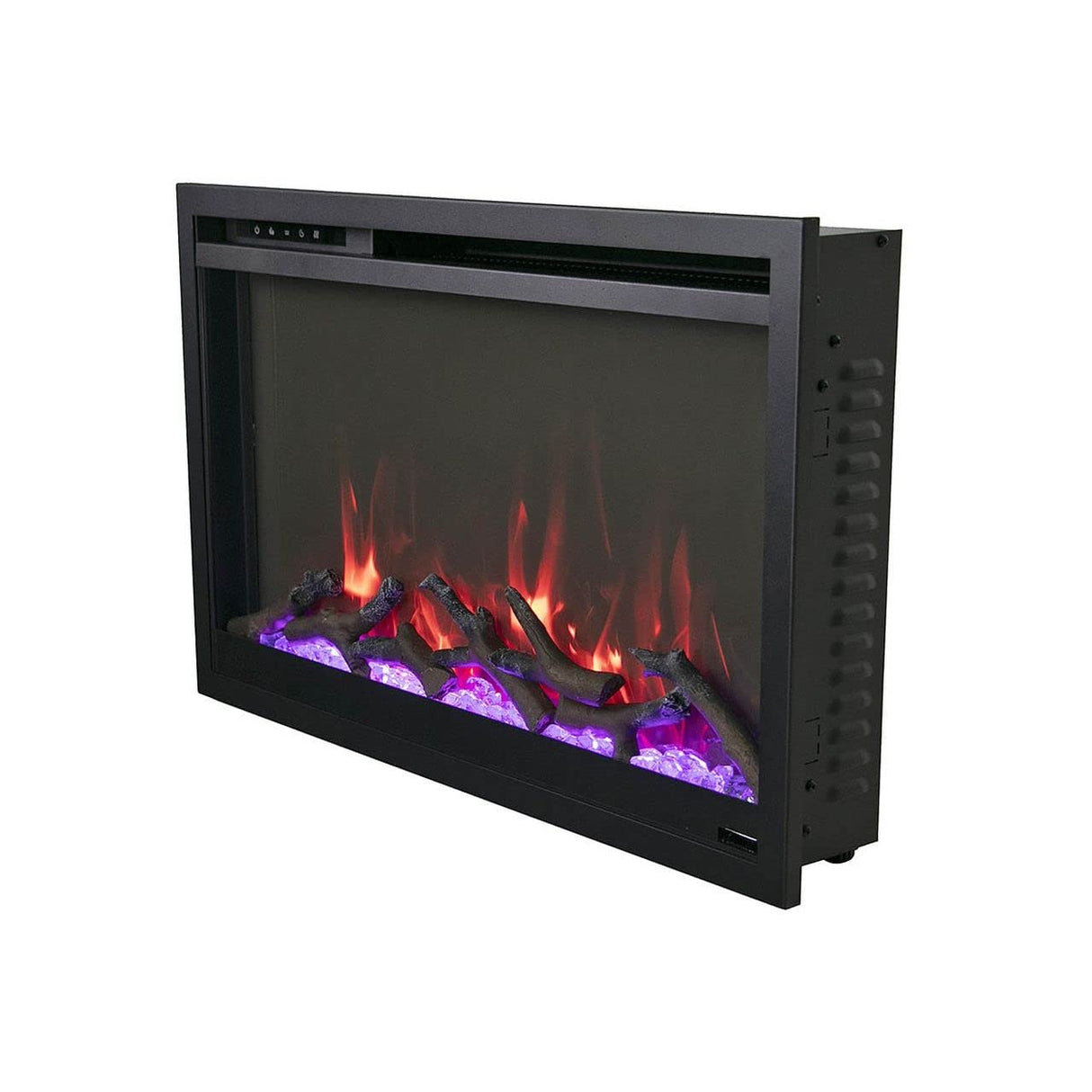 Amantii TRD-30-XS Traditional Xtraslim Smart Electric 30" WiFi Enabled Fireplace, Featuring a Multi Function Remote Control, Multi Flame Speeds and Clear Glass Media