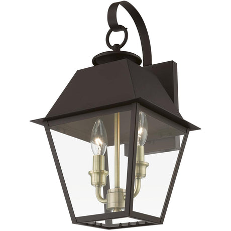 Wentworth 2 Light Outdoor Sconce in Bronze with Antique Brass (27215-07)