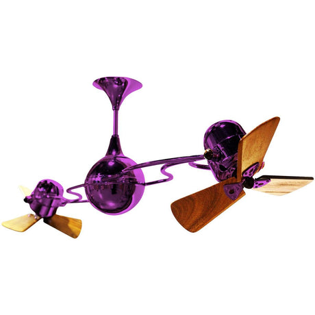 Matthews Fan IV-PURPLE-WD Italo Ventania 360° dual headed rotational ceiling fan in Ametista (Purple) finish with solid sustainable mahogany wood blades.