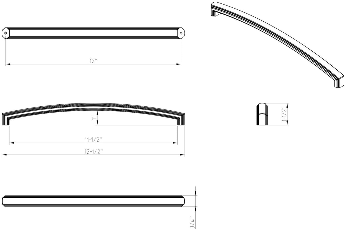 Jeffrey Alexander 519-12NI 12" Center-to-Center Polished Nickel Delgado Appliance Handle