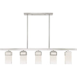 Livex Lighting 40194-91 Transitional Five Light Linear Chandelier from Harding Collection in Pwt, Nckl, B/S, Slvr. Finish, 42.00 inches, 9.50x42.00x4.50, Brushed Nickel