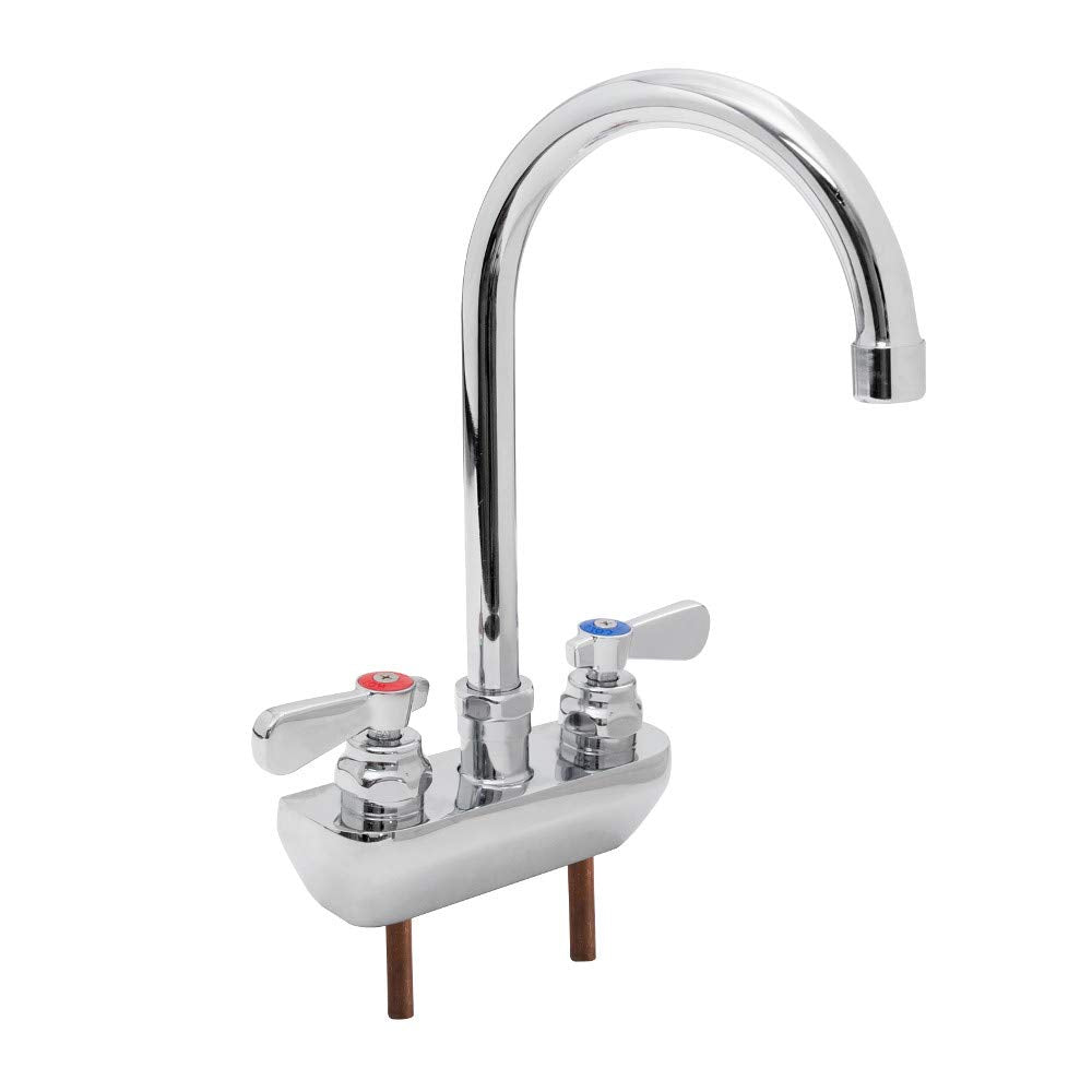 John Boos PBF-4SM2-5GLF Heavy Duty Shallow Splash Mount Faucet with 6" Gooseneck Spout & 4" Centers
