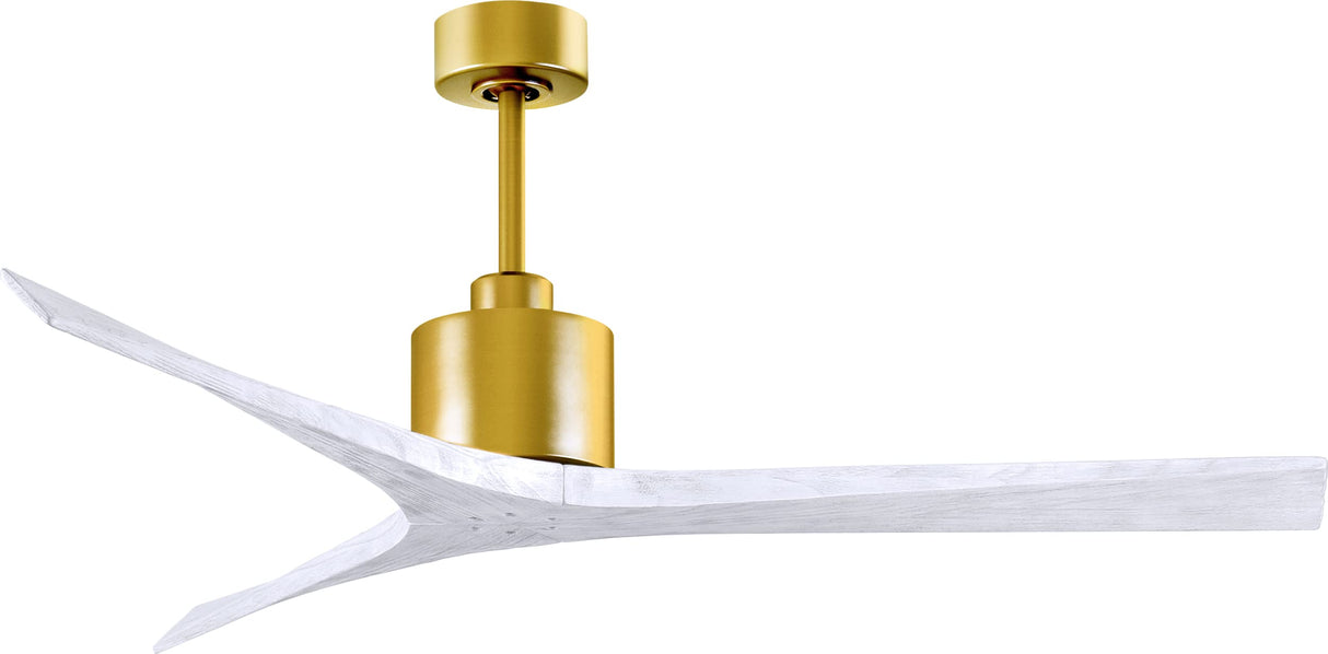 Matthews Fan MW-BRBR-MWH-60 Mollywood 6-speed contemporary ceiling fan in Brushed Brass finish with 60” solid matte white wood blades
