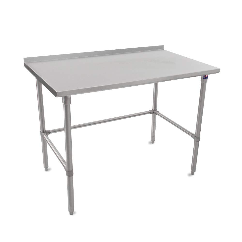 John Boos ST6R1.5-2430GBK 16/300 Stainless Top Work Table 30"W x 24"D with 1-1/2" Rear Turn Up & Galvanized Bracing