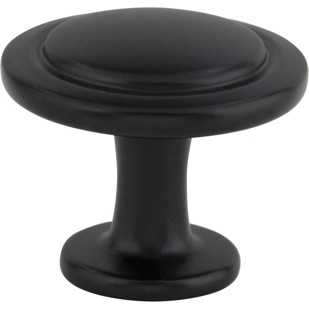 Elements 3960-MB 1-1/4" Diameter Matte Black Round Button Gatsby Cabinet Knob