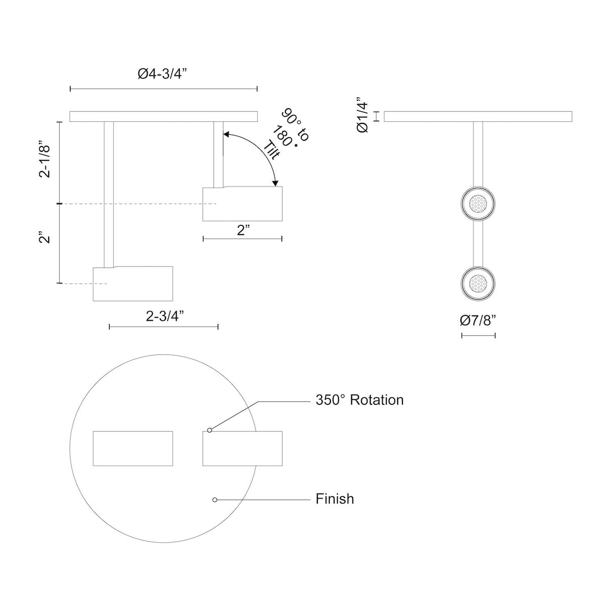 Kuzco SF15002-WH DOWNEY 2" Double SF White 120V TRIAC/ELV LED 3000K 90CRI 6W