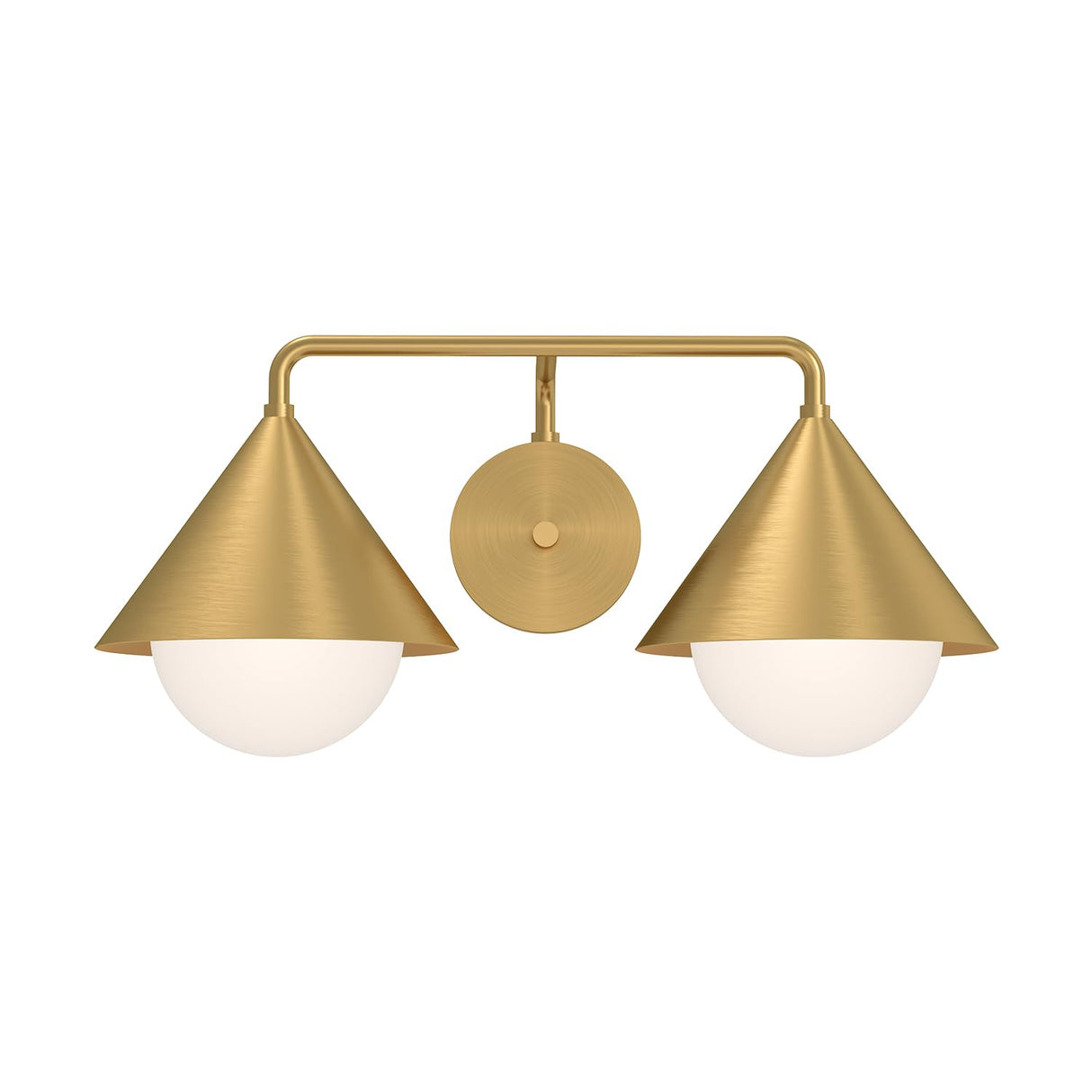 Alora VL485221BGOP REMY 2 HEAD 21" VANITY BRUSHED GOLD OPAL GLASS ROTARY DIMMER E26 60WX2