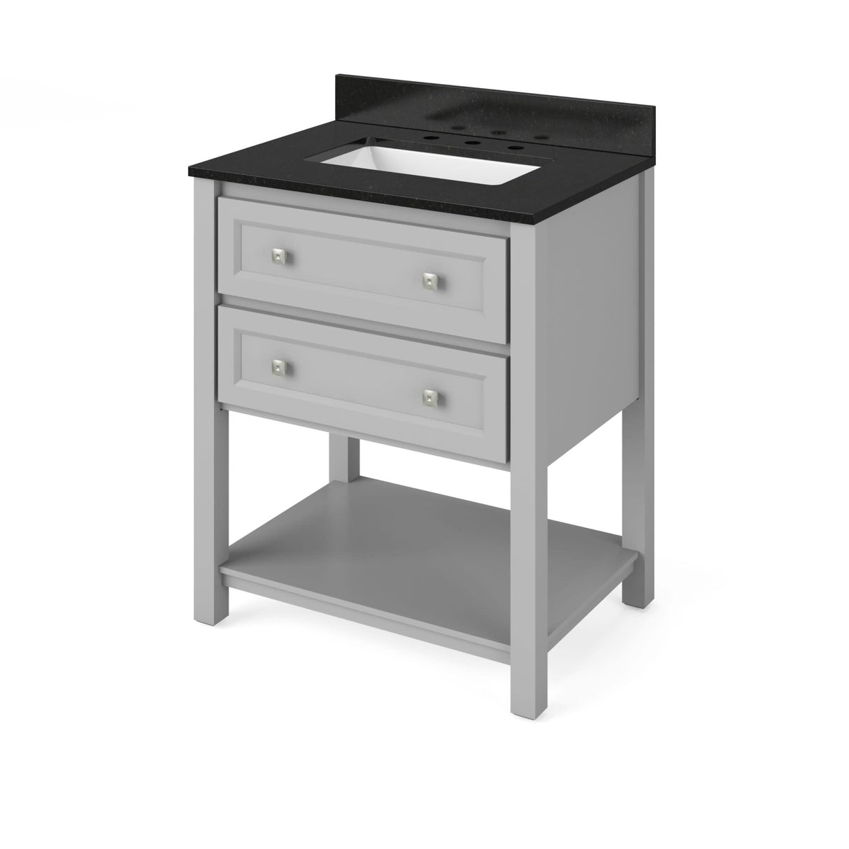 Jeffrey Alexander VKITADL30GRBGR 30" Grey Adler Vanity, Black Granite Vanity Top, undermount rectangle bowl