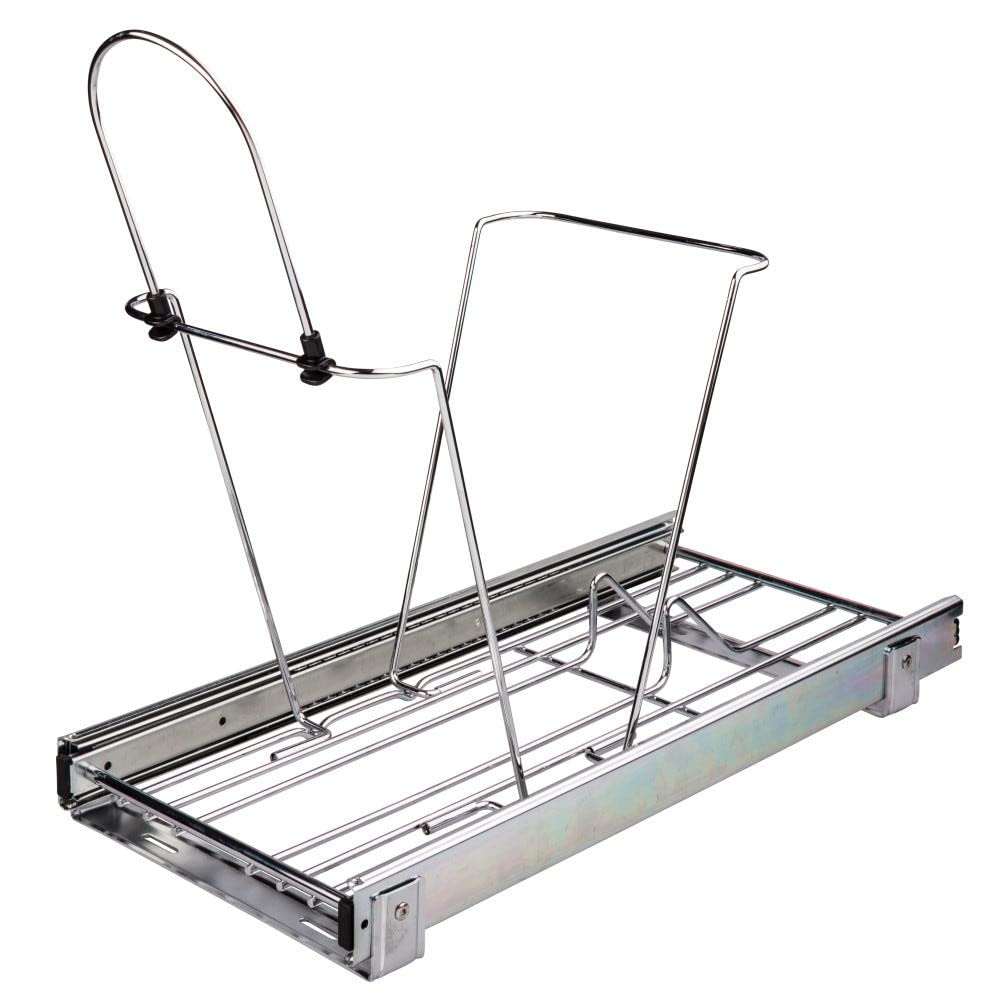 Hardware Resources CAN-EBMSPC-R Polished Chrome Single Can Wire Bottom-Mount Trashcan Pullout