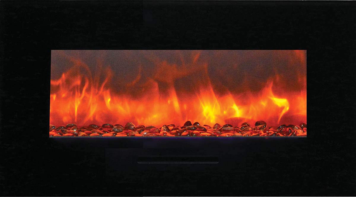Amantii WM-FM-34-4423-BG Wall Mount/ Flush Mount Smart Electric  34" Indoor / Outdoor WiFi Enabled Fireplace , Featuring a MultiFunction Remote Control , Multi Speed Flame Motor